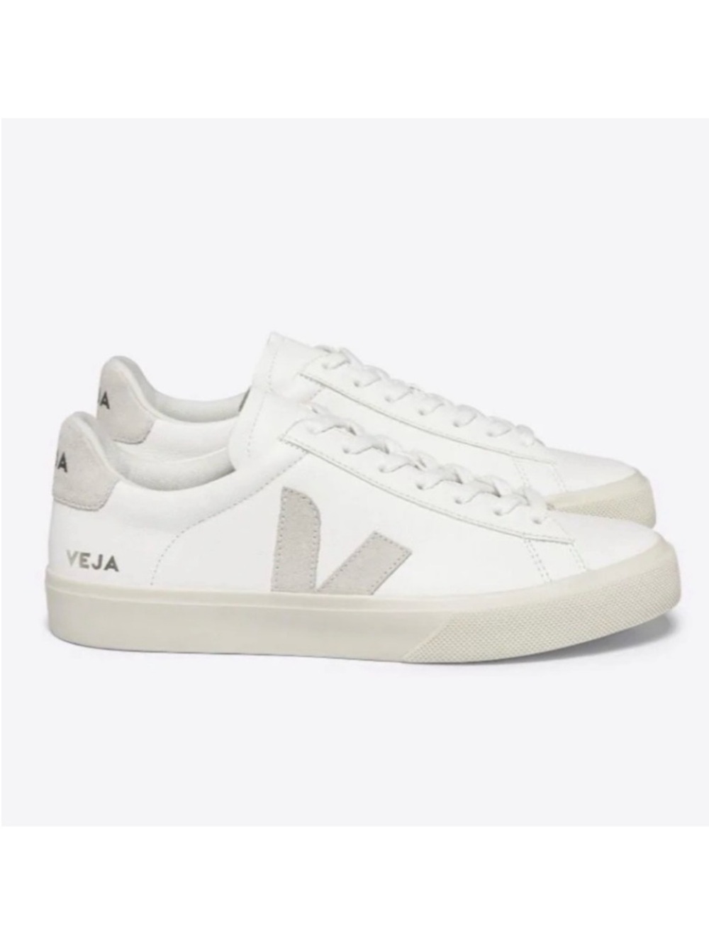 Veja Women’s White Sneakers with Light Gray Suede V Logo